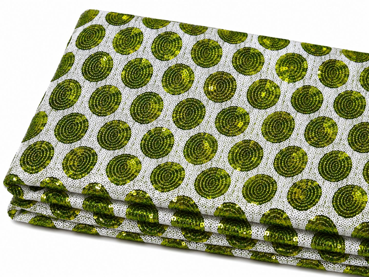 Luxury Olive Green Sequin Circle Fabric Sample sequence